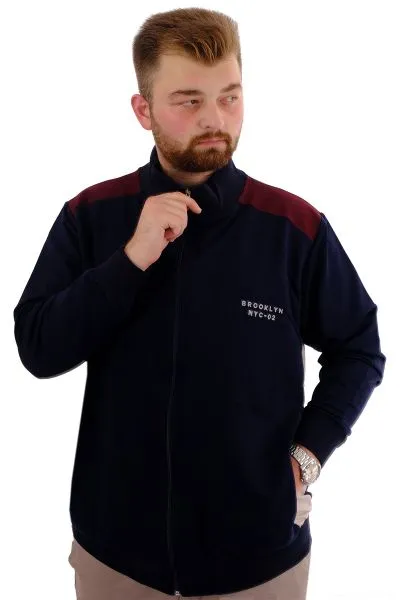 Büyük Beden Erkek Eşofman Üstü Dik Yaka Fermuarlı BROOKLYN U24522 Lacivert [product_color]