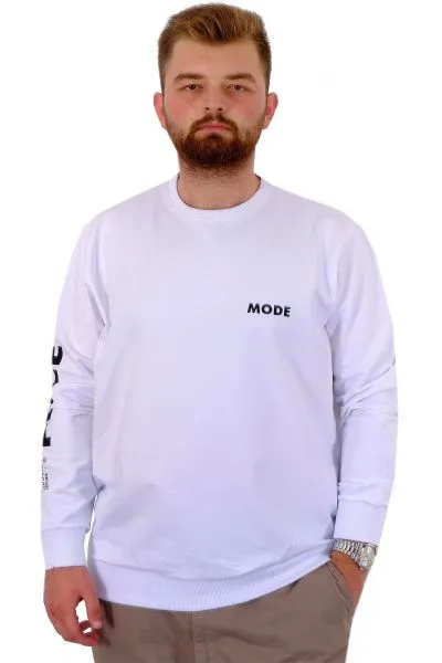 Büyük Beden Erkek Sweat Bisiklet Yaka Eşofman Üstü PEACE U24526 Beyaz [product_color]
