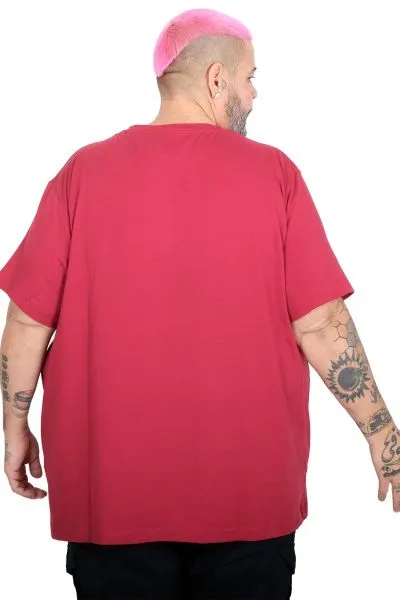 Büyük Beden Likralı T-shirt Bisiklet Yaka 20149  Bordo [product_color]