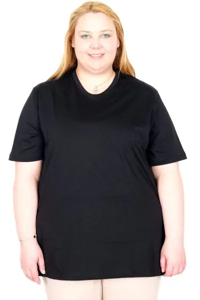 Big Size %100 Cotton V NECK Tshirt 20032 BLACK