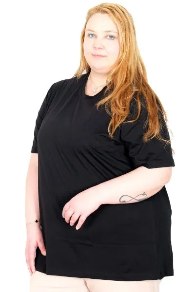 Big Size %100 Cotton V NECK Tshirt 20032 BLACK