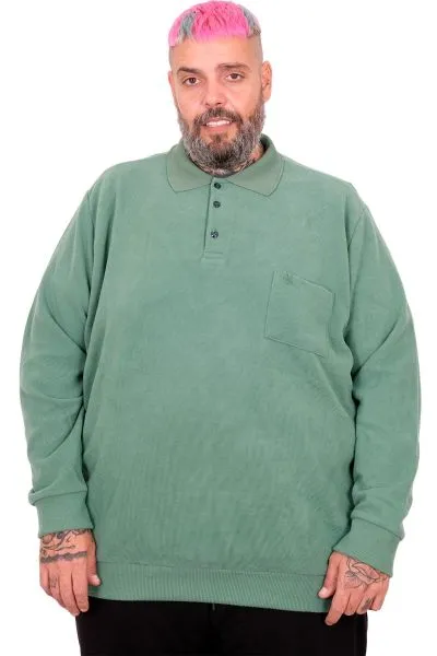 Erkek Sweat Polo Cepli Selanik Basic 20441 Çağla YESIL