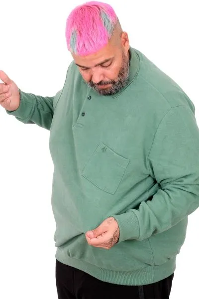 Erkek Sweat Polo Cepli Selanik Basic 20441 Çağla YESIL