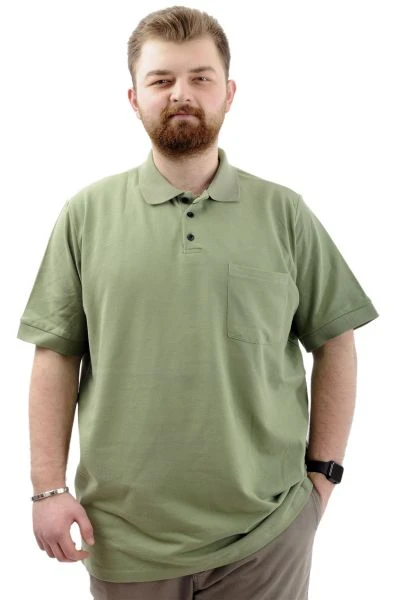 Büyük Beden Erkek T-Shirt Polo Yaka Cepli Klasik 20550 Çağla