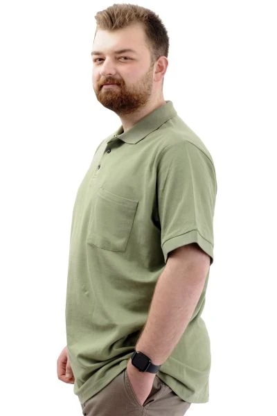 Büyük Beden Erkek T-Shirt Polo Yaka Cepli Klasik 20550 Çağla