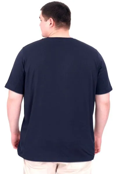 Büyük Beden Erkek T-Shirt Parçalı MD08 U22134 Lacivert
