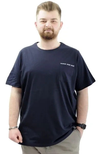 Mens Big Size Crew Neck T-shirt CHANGE U24050 Navy Blue