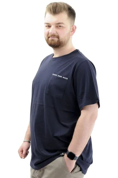 Mens Big Size Crew Neck T-shirt CHANGE U24050 Navy Blue