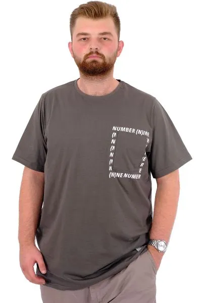Mens Big Size T-Shirt Crew Neck T-shirt NUMBER U24051 Khaki