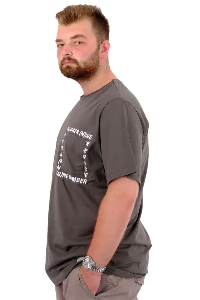 Mens Big Size T-Shirt Crew Neck T-shirt NUMBER U24051 Khaki