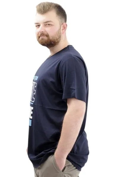 Big Size Mens T-Shirt BEGIN U24056 Navy Blue