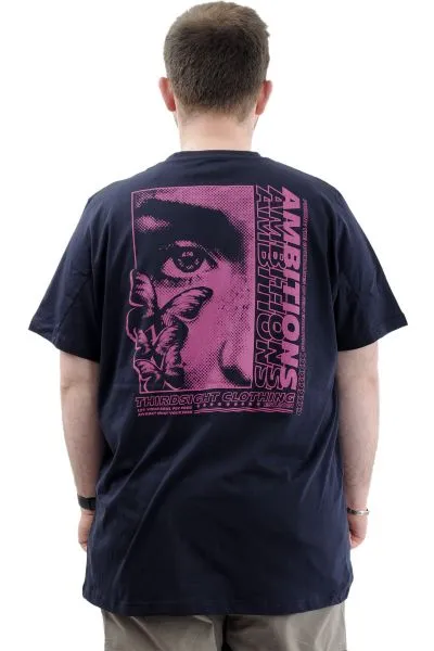 Mens Big Size T-shirt Crew Neck AMBITIONS U24063 Navy Blue