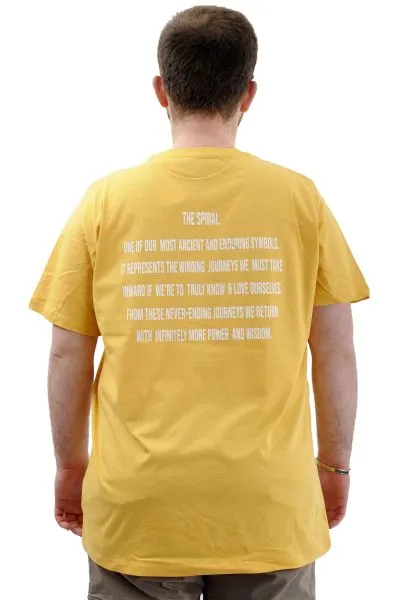 Büyük Beden Erkek Tişört Baskılı Pamuklu Bisiklet Yaka T-Shirt SPIRAL U24065 Hardal