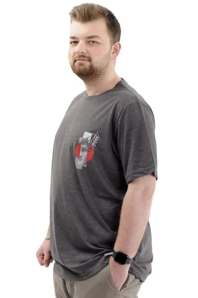 Big Size Mens T-shirt Crew Neck LEAF U24069 AntraMelange