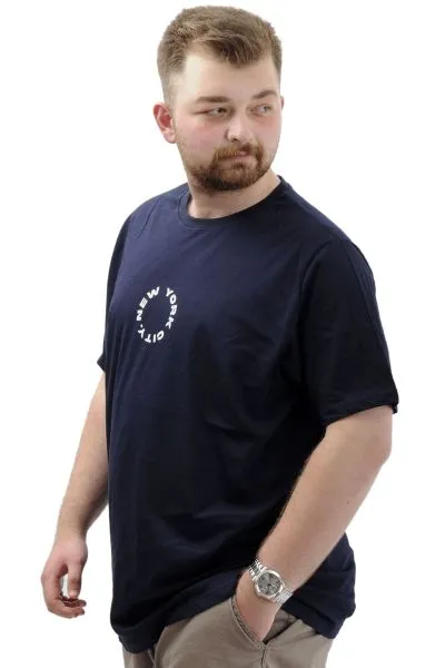 Big Size Mens T-shirt Crew Neck NEW YORK U24081 Navy Blue