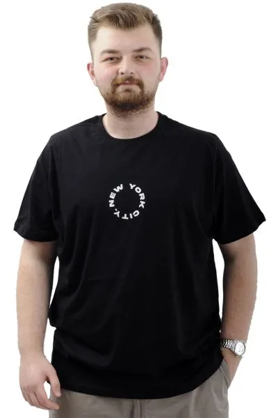 Big Size Mens T-shirt Crew Neck NEW YORK U24081 Black