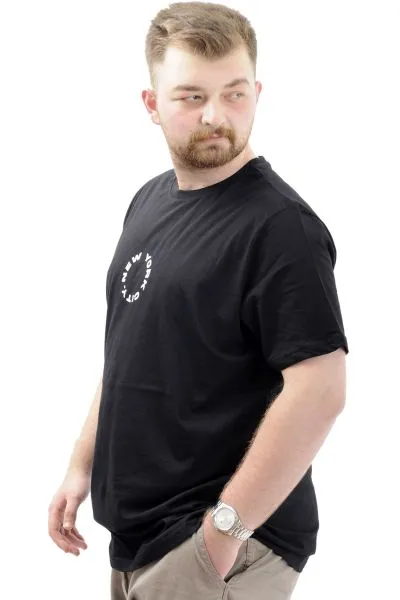 Big Size Mens T-shirt Crew Neck NEW YORK U24081 Black