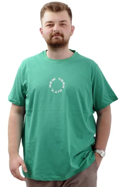 Big Size Mens T-shirt Crew Neck NEW YORK U24081 Green