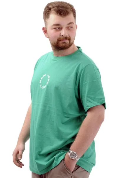 Big Size Mens T-shirt Crew Neck NEW YORK U24081 Green
