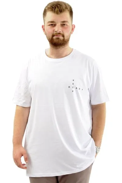 Big Size Mens T-shirt Crew Neck U24083 White