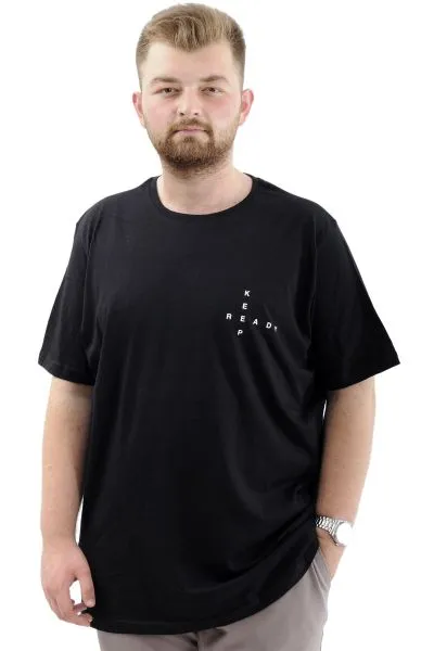 Big Size Mens T-shirt Crew Neck U24083 Black