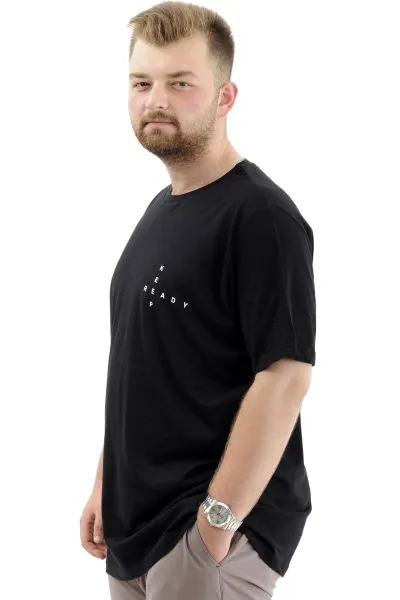 Big Size Mens T-shirt Crew Neck U24083 Black