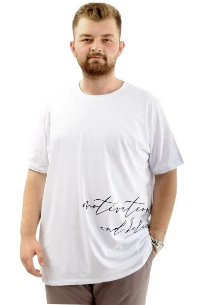 Big+Mens T-Shirt BELIEF U24085 White