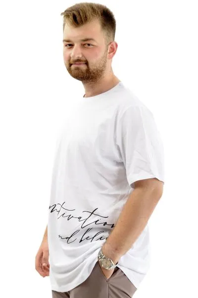 Big+Mens T-Shirt BELIEF U24085 White