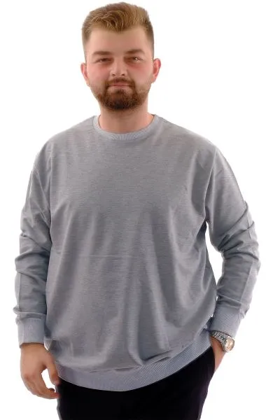Büyük Beden Erkek Bisiklet Yaka Basic Sweatshirt U24174 Grimelanj