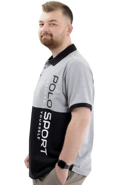 Big Size Mens Polo T-Shirt POLO SPORT U24323 Black-Grey