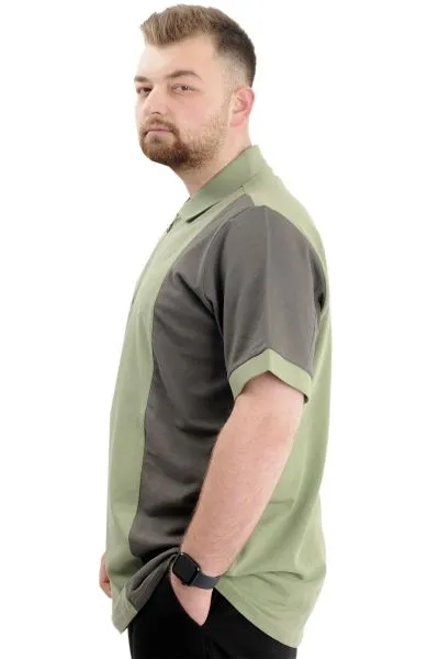 Big Size Mens T-Shirt Polo Renk Bloklu U24327 Cagla