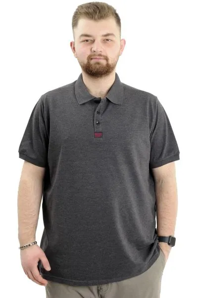 Big Size Mens T-Shirt Polo Classic U24328 Antrasit