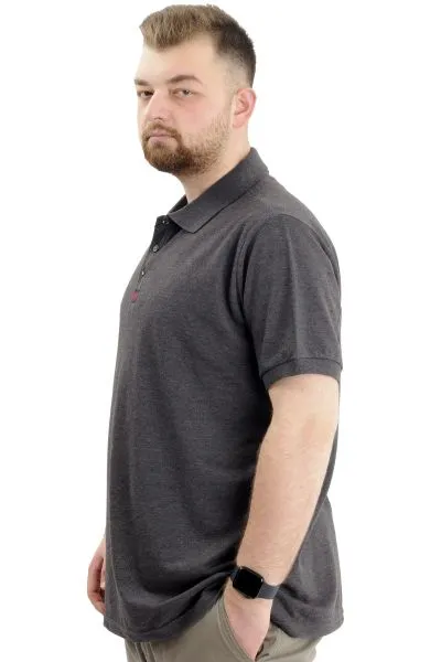 Big Size Mens T-Shirt Polo Classic U24328 Antrasit