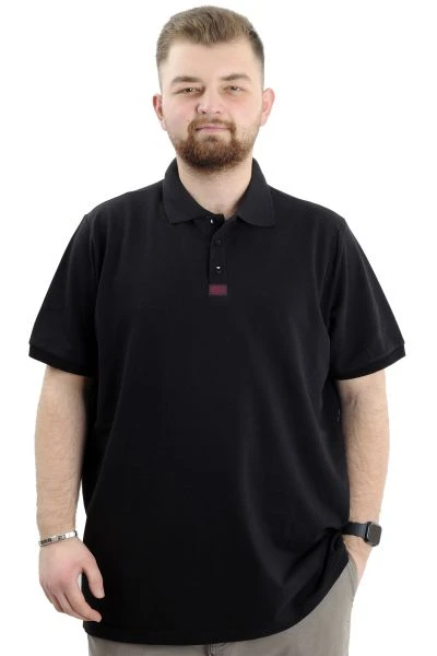 Büyük Beden Erkek T-Shirt Polo Yaka Klasik U24328 Siyah