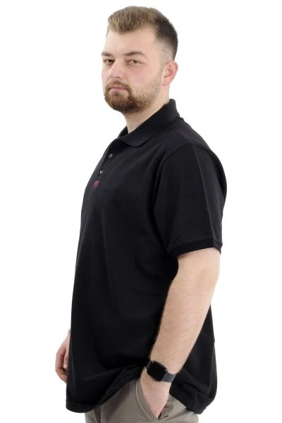 Büyük Beden Erkek T-Shirt Polo Yaka Klasik U24328 Siyah