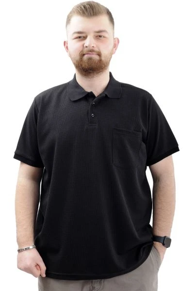 Büyük Beden Erkek T-Shirt Polo Yaka Klasik U24336 Siyah