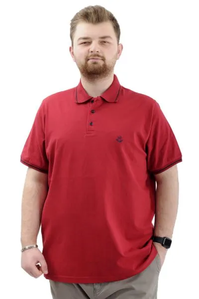 Big Size Mens T-shirt Polo LOGO M U24338 Navy Blue-Burgundy