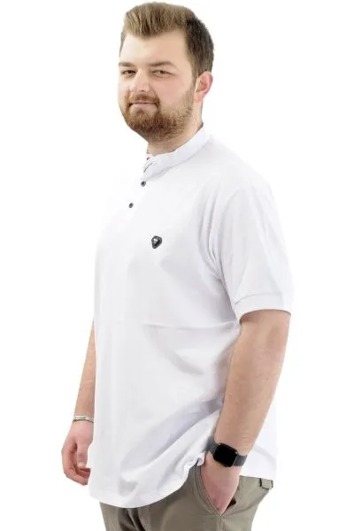 Big Size Mens T-shirt Henley T-Shirt U24339 White
