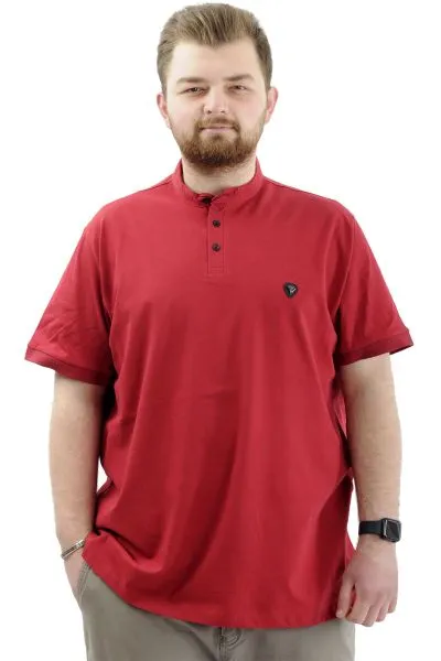 Big Size Mens T-shirt Henley T-Shirt U24339 Burgundy