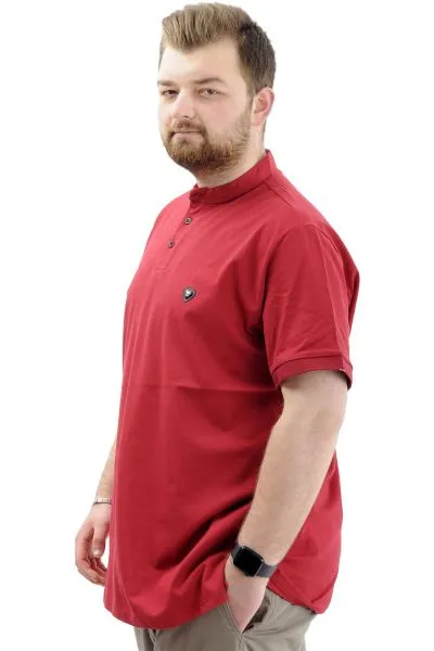 Big Size Mens T-shirt Henley T-Shirt U24339 Burgundy