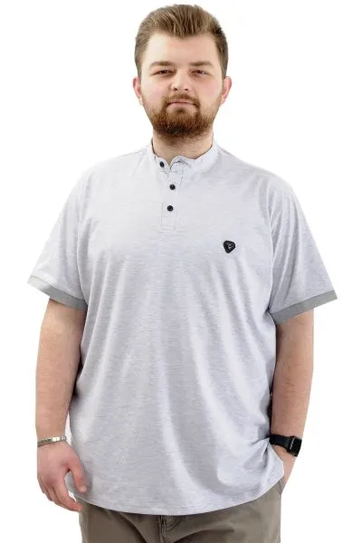 Büyük Beden Erkek Tişört Düğmeli Hakim Yaka T-Shirt U24339 Grimelanj