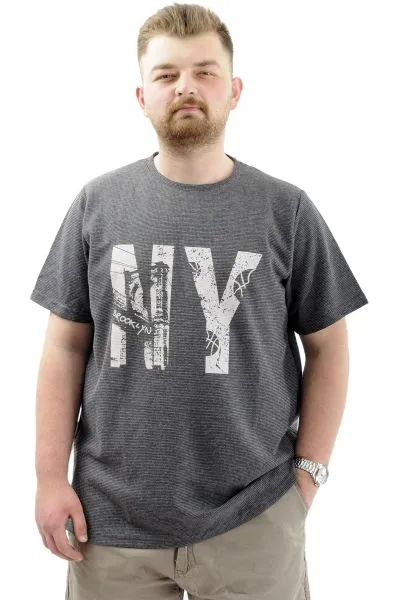 Big Size Mens T-shirt Crew Neck NY WAFFLE U24400 AntraMelange