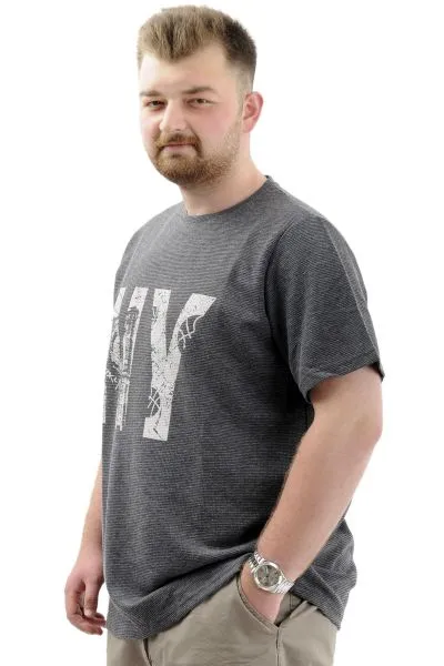 Big Size Mens T-shirt Crew Neck NY WAFFLE U24400 AntraMelange