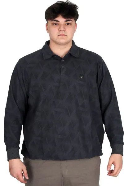 Big Size Mens Polo Sweatshirt Velvet substitute U24440 Smoked