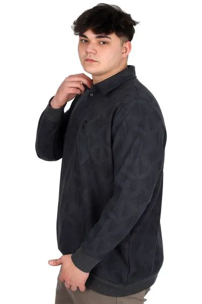 Big Size Mens Polo Sweatshirt Velvet substitute U24440 Smoked