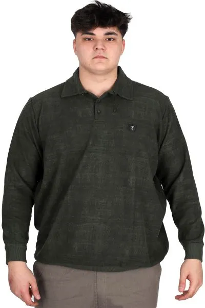 Big Size Mens Polo Sweatshirt Velvet substitute U24440 Khaki