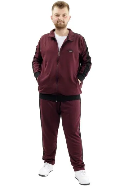 Mens Big Size Sweatpants with pocket Interlock GARNILI 24518 Plum