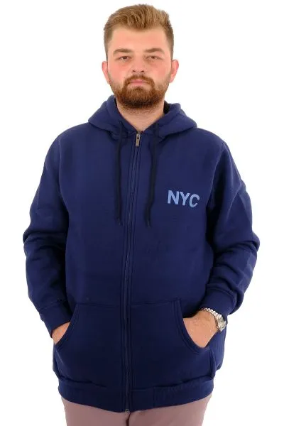Mens Big Size Sweatshirt Sırt inside with chardonnay CITY U24541 Indigo