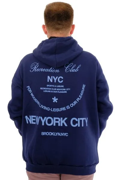 Mens Big Size Sweatshirt Sırt inside with chardonnay CITY U24541 Indigo