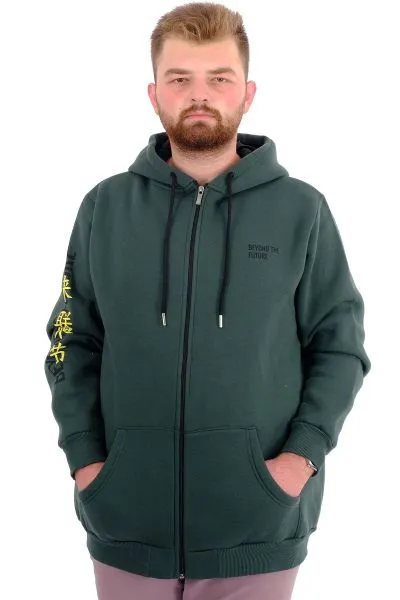 Mens Big Size Zipper Hooded Sweatshirt FUTURE U24549 Naphtha